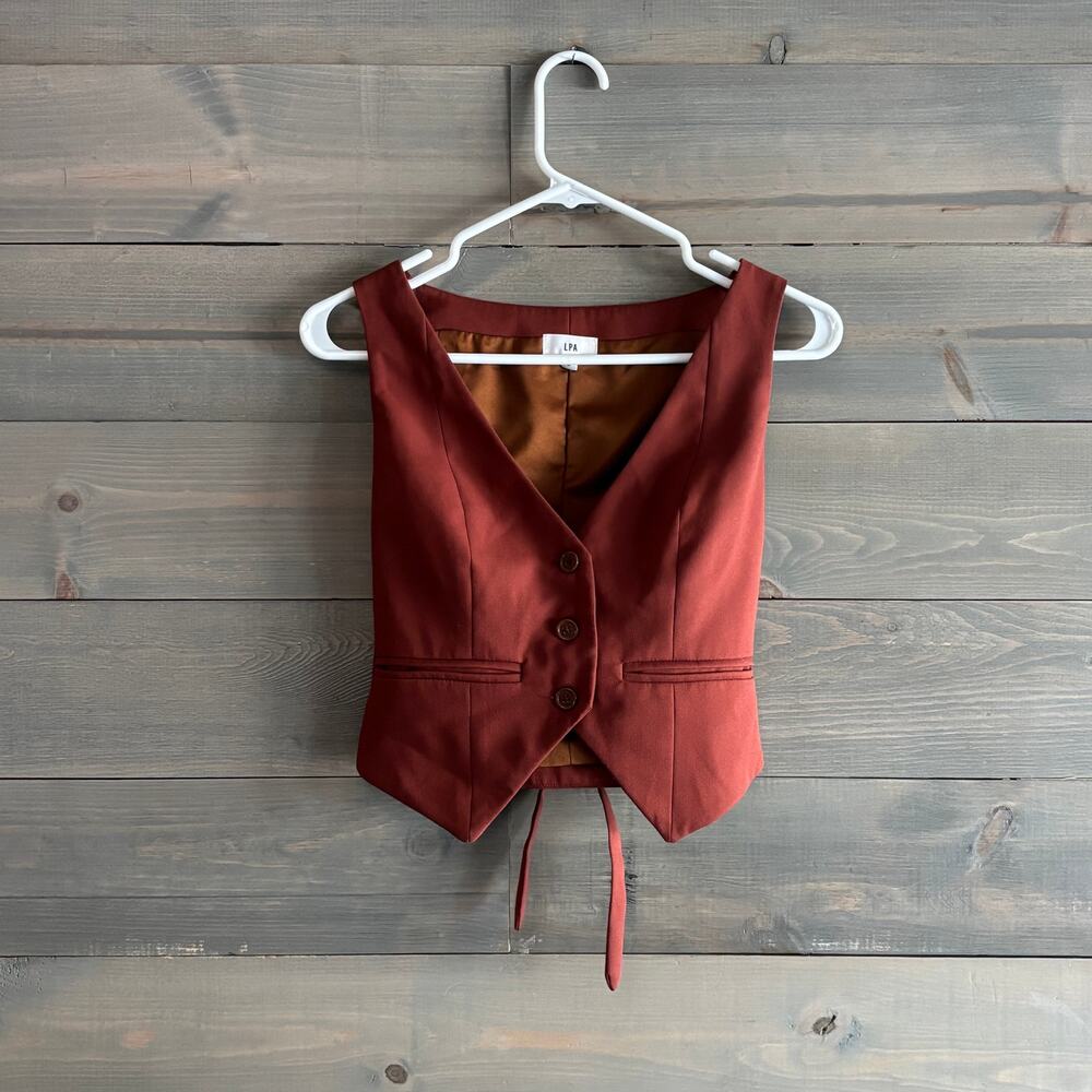 LPA x REVOLVE | Baldwin Vest Henna Rust Button Front Pockets Size Small